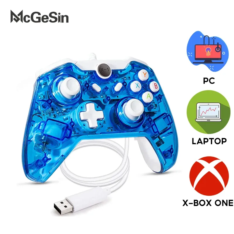 GamePads pour Xbox One Wired Game Controller Gamepad Gamepad pour Xbox One / One S PC Windows Joystick with Vibration LEDS Fonction de scintillement