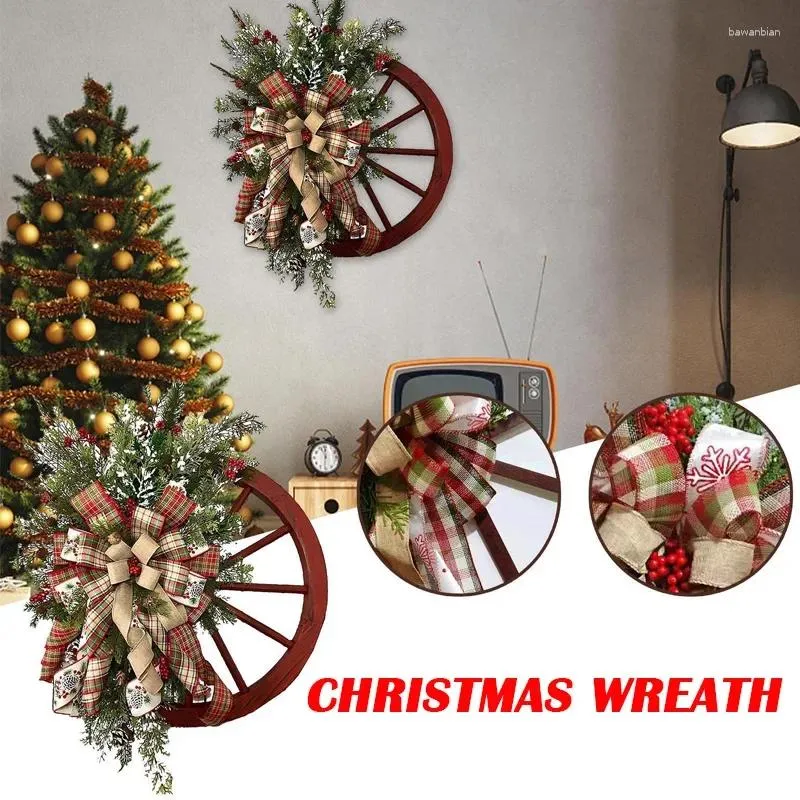 Flores decorativas Winter Farmhouse Wagon Wheel Wrinal