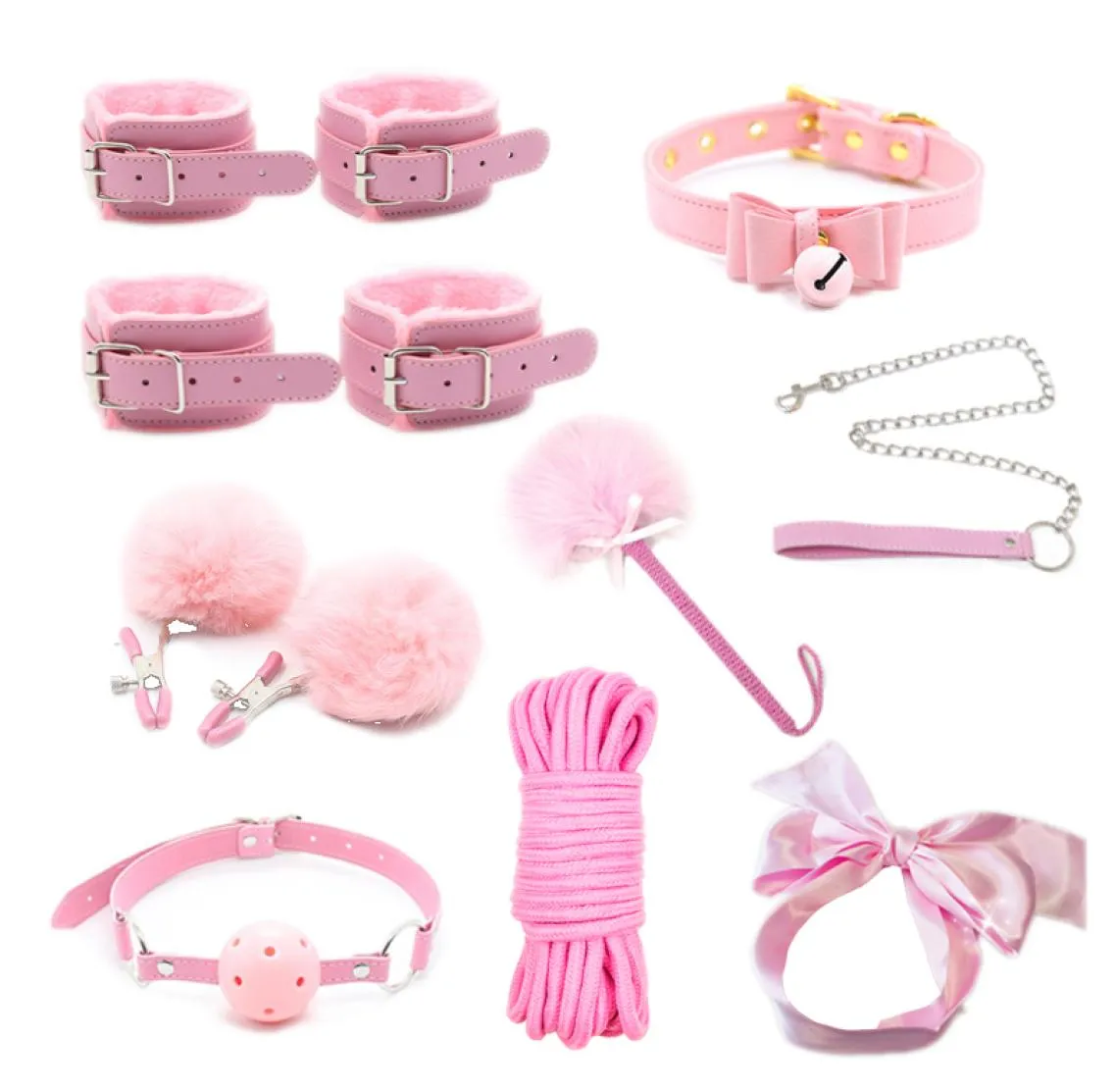 Toys sexuels de haute qualité pour femmes BDSM Sex Bondage Set Hand S Camps Gag Whip Whip Games Adult Games Produits sexuels pour les couples Y19123117730