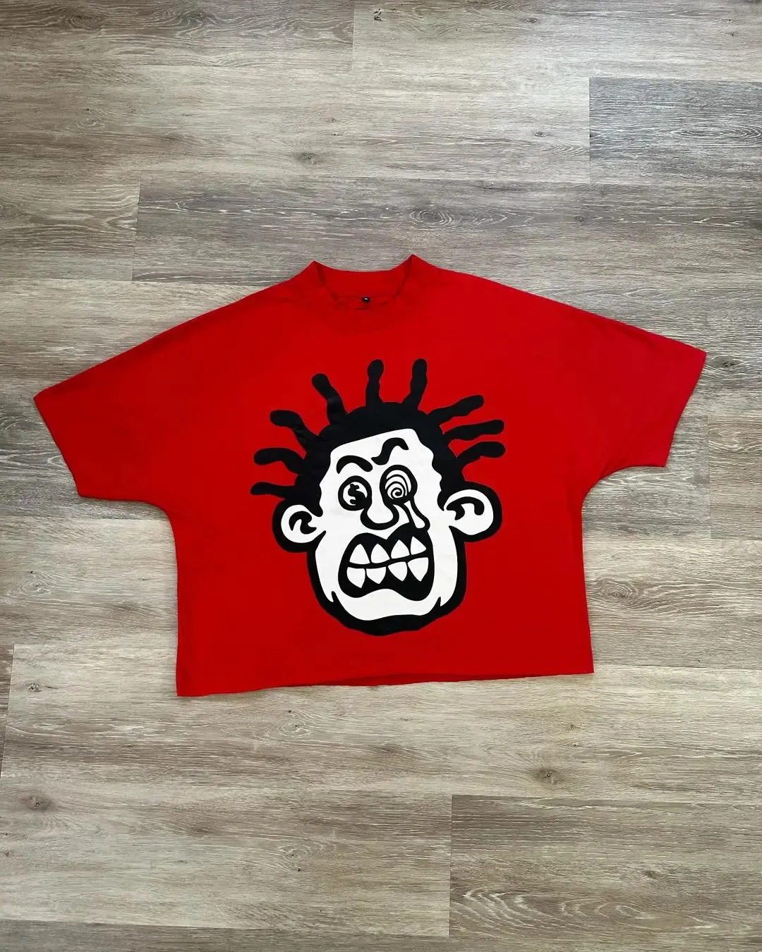 Harajuku Big Red Cartoon Cartoon Graphic T T -рубашки Печать Негабаритная готическая повседневная уличная пары графики y2k tops goth men worled 240410