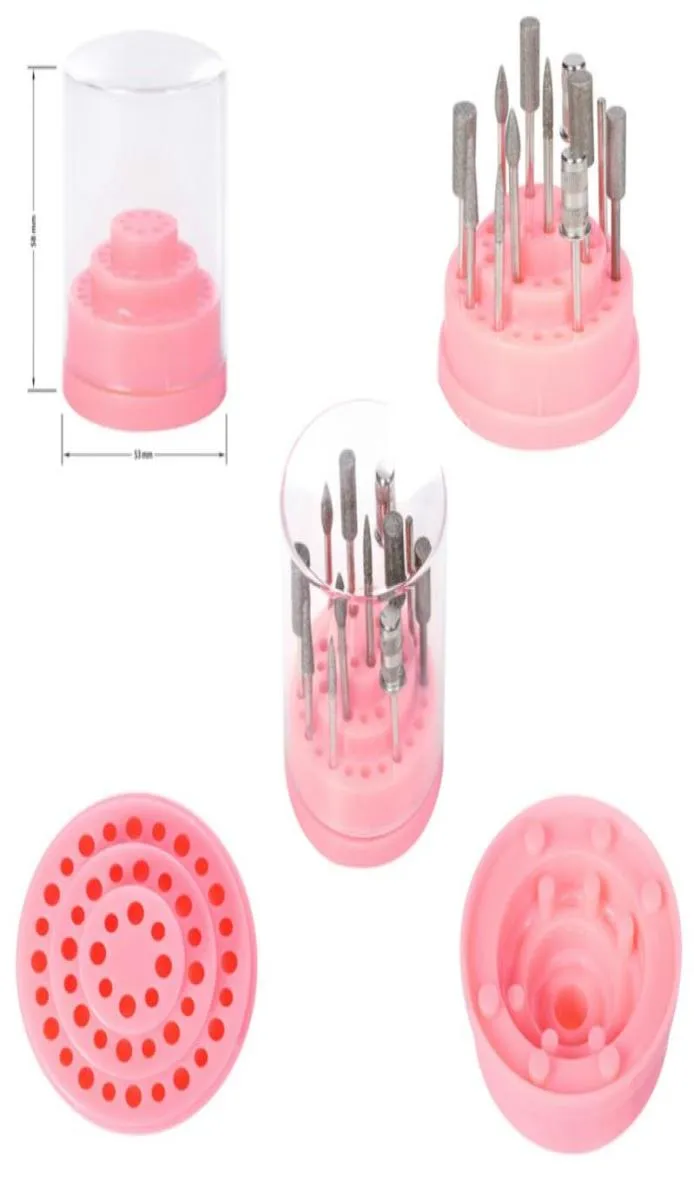 Hele nieuwe 48 holes nageldrill bit houder tentoonstelling stand -display met acryl cover pro nail art container opbergdoos manic4080004