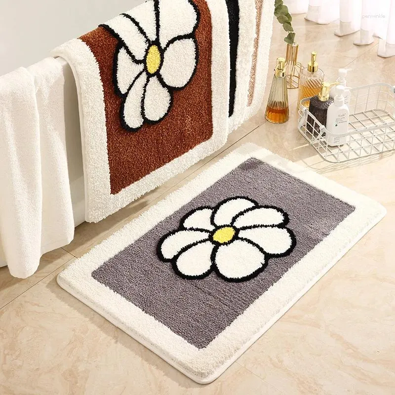 Maty do łazienki dywan łazienkowy super chłonny mata Kwiatowa krata dywanu bez poślizgu poliester podłogi
