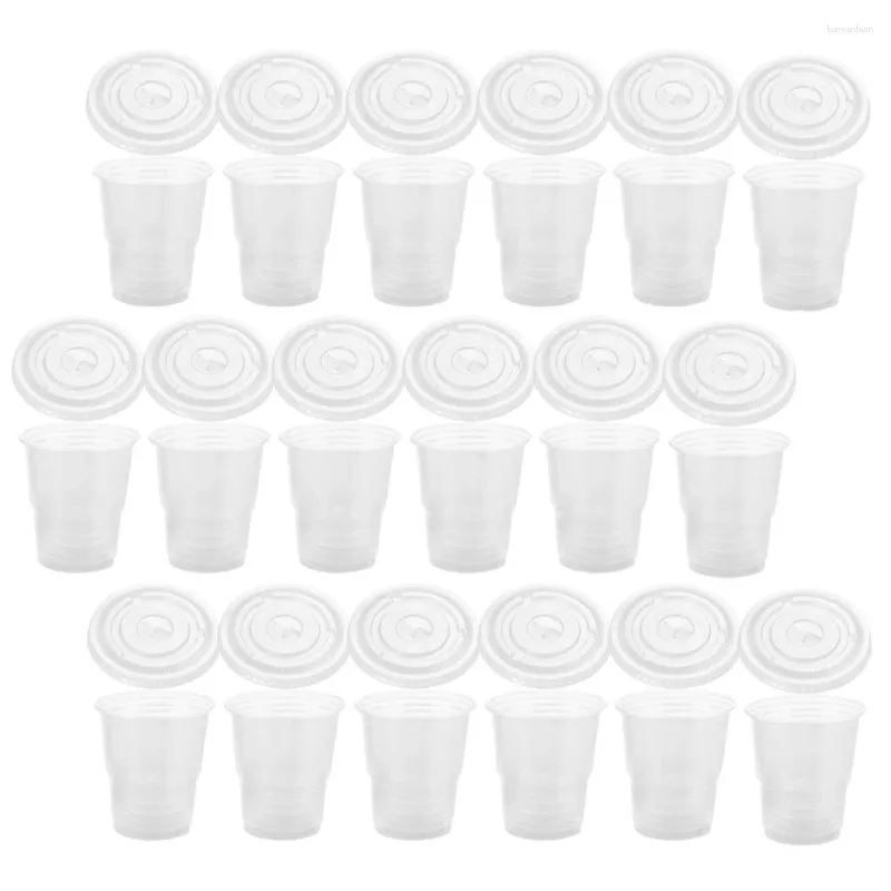 Copas descartáveis falhas 50 PCs Drink Copo Acessórios de festa Recipientes de suco Cafee Coffee Lids LEVENDA DE REDIMAGEM FRIO