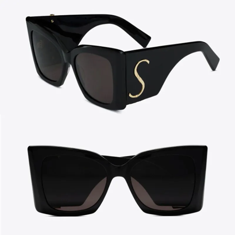 Womens Designer Rectangular Frame Solglasögon med acetatfiberram och polyamidlinser Super stora kattögon breda ben Slm119 kvinnor lyxiga solglasögon