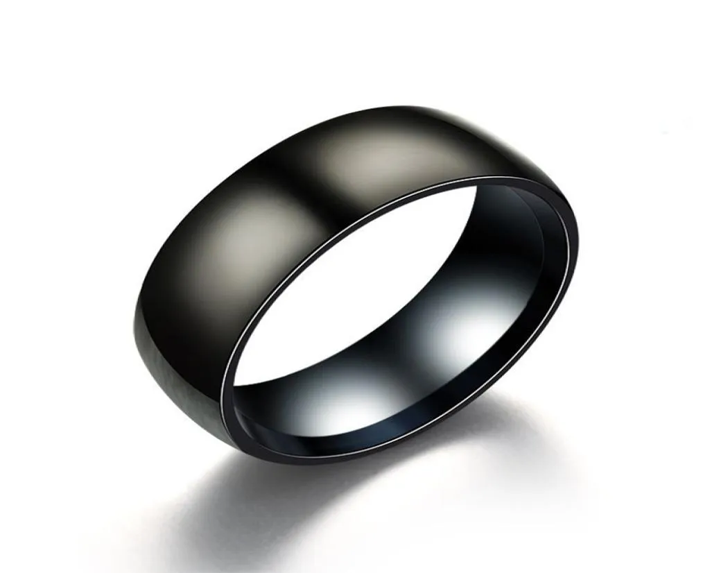 Fashion Black Titanium Ring Men Matte voltooide klassieke verloving Anel sieradenringen voor mannelijke feest trouwringen4396533