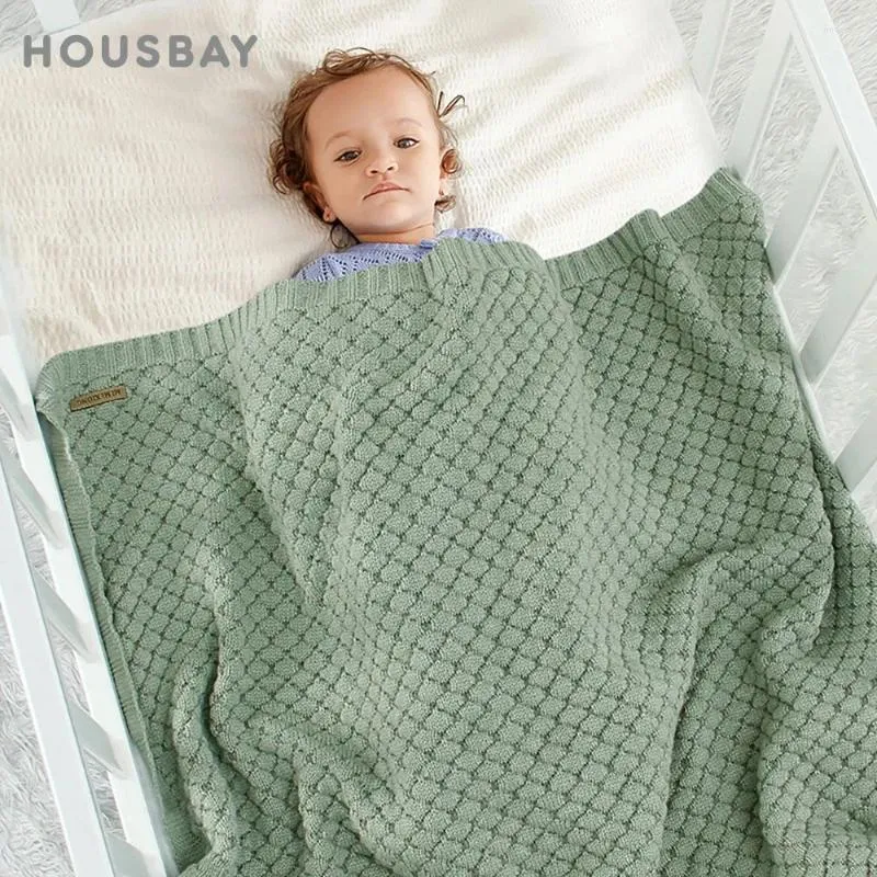 Decken Bettdecke für Baby gestrickt gemütlich warm geborener Wrap Atmungsmascheliger Windschutz Kinderwagen Abdeckung Feste Farbe Plaid Krippe