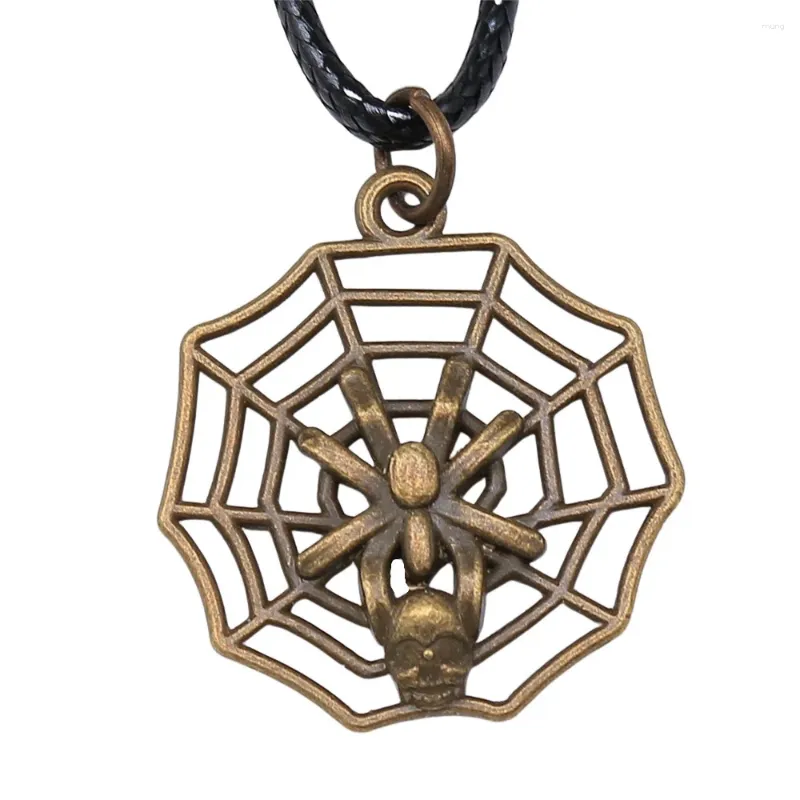 Colliers de pendentif 1PCS SKULL SPIDER PENDANTS Web et accessoires Charmes pour la chaîne de cadeaux de fabrication de bijoux Longueur 45 4cm