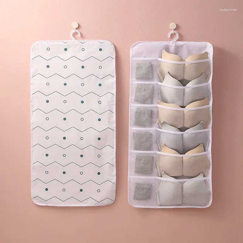 Storage Bags Household Hanging Underwear Bag Foldable Multiple Pockets Bra Socks Classified Mesh