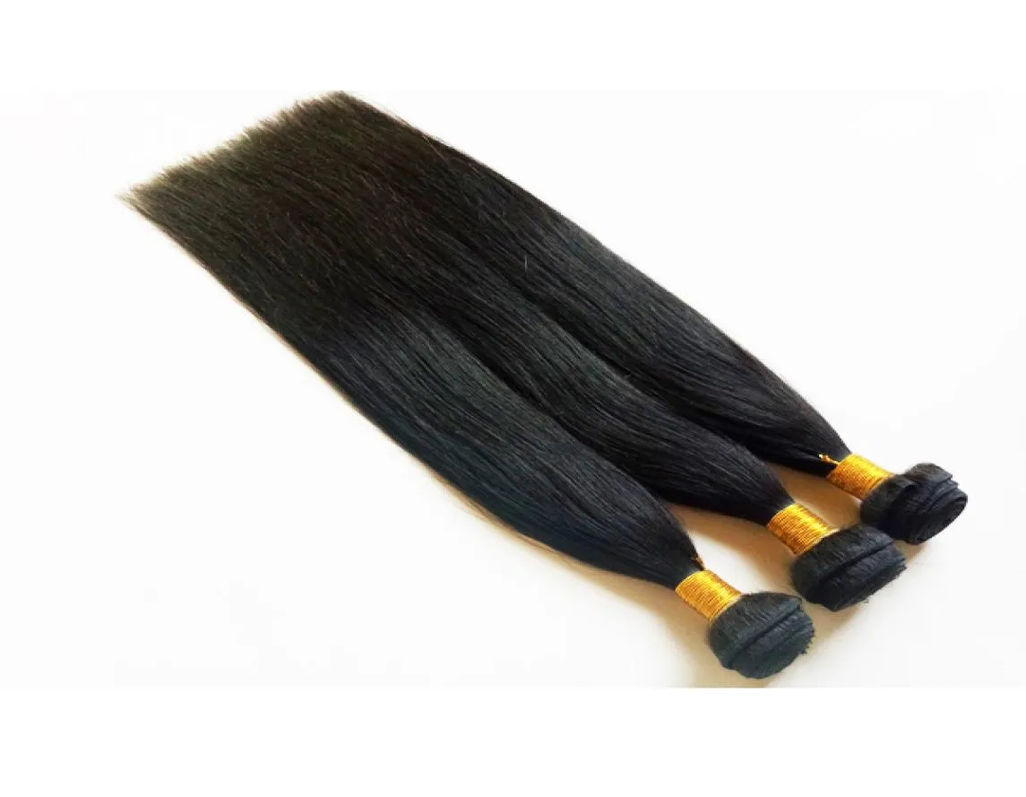 Capelli vergini malesi indiani capelli umani dritti 3 4 5 pezzi intrecciati non trasformati bundle di capelli remy brasiliani Nature Colore e nero 1 8313088