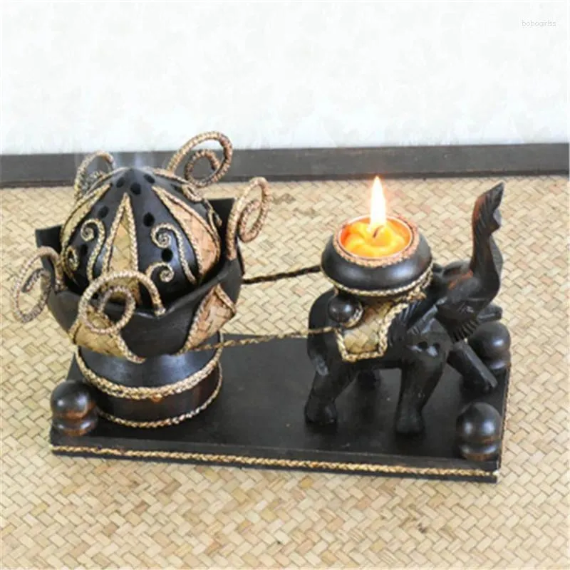 Candle Holders THAILAND ELEPHANT INCENSE BURNERS MASCOT ART FURNISHING RETRO SOUTHEAST ASIA STYLE WOODEN HOLDER HOME DECOR GIFTS X5477