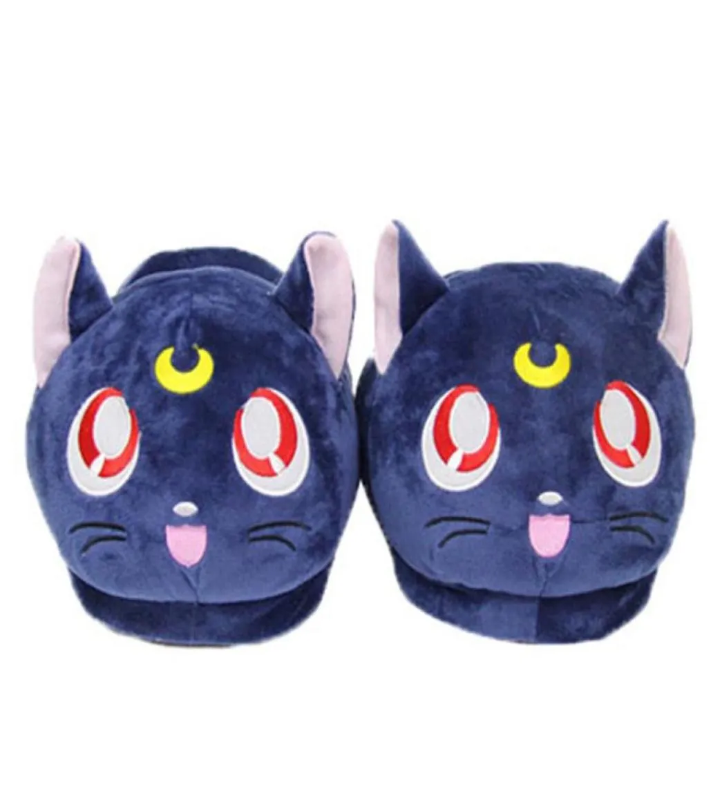 Anime Sailor Moon Plaies pelues Luna Cat Kitty Chaussures en peluche molles Chauffeuses d'hiver intérieures 2102255986647