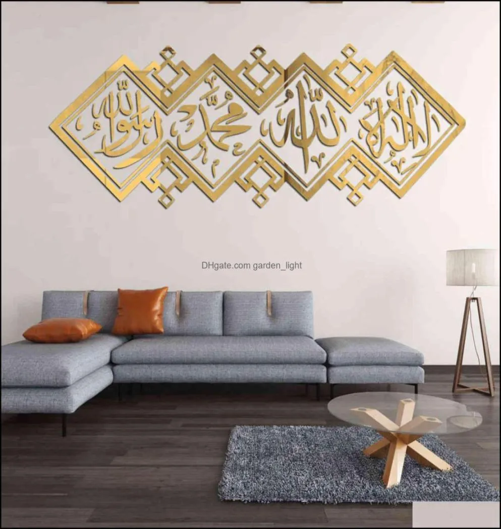 Naklejki ścienne domowe ogród dekoracyjne islamskie lustro 3D akrylowa naklejka muzułmańska mural salon dekoracja dekoracja 1112 Drop Del5173344