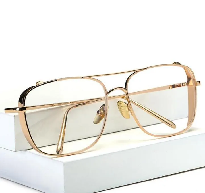 Tre färger Fashion Gold Metal Frame -glasögon för kvinnor Kvinnliga vintageglas Clear Lens Optical Frames LlJJE125438857