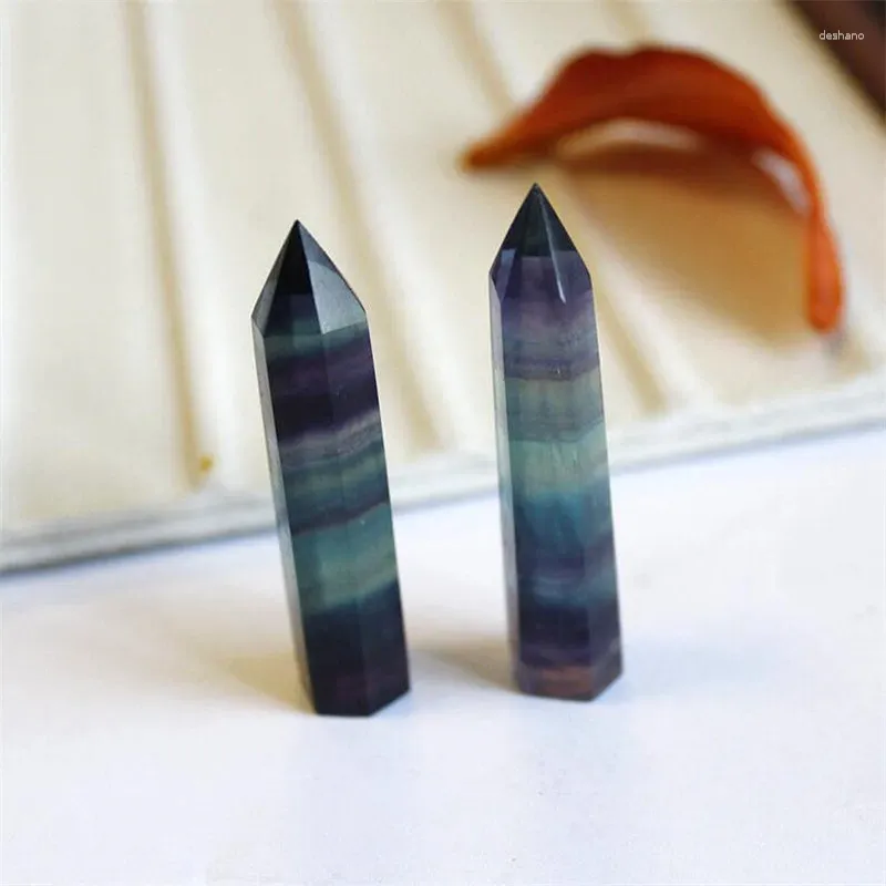 Декоративные фигурки натуральные флуорит кварцевой кристаллическая точка заживление каменной гексагональной палочки 1 шт.