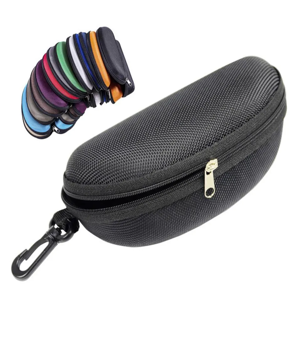 Oxford cloth black glasses case sunglass protection box Zipper eyeglass package sunglasses case hook eyewear accessories DHE268182520