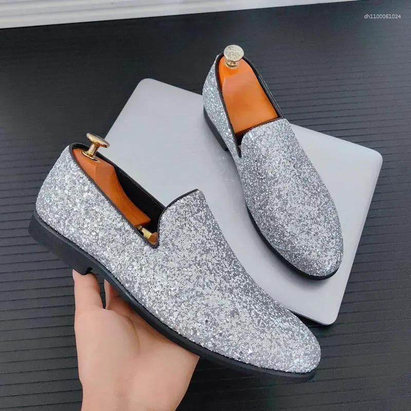 Gold Silver Sequin Loafers: Stylish Dress Shoes for Men Shop Now!