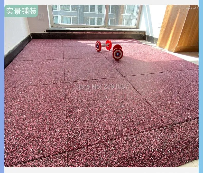 Carpets Red Color Splicing Gym Rubber Mats 12pcs 50x50x2cm Home/Commercial Garage Heavy Duty Extra Thick Mat Flooring Tile