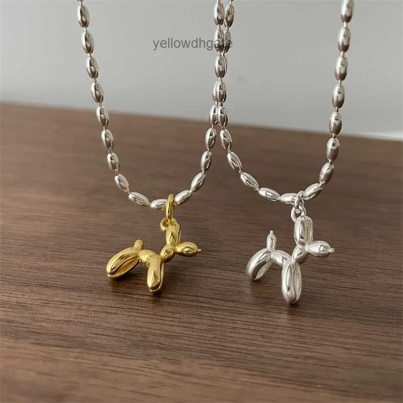 South Korea Cute Balloon Dog 925 Sterling Silver Necklace for Womens Light Luxury Unique Design Instagram Style Collar Chain 2023 New