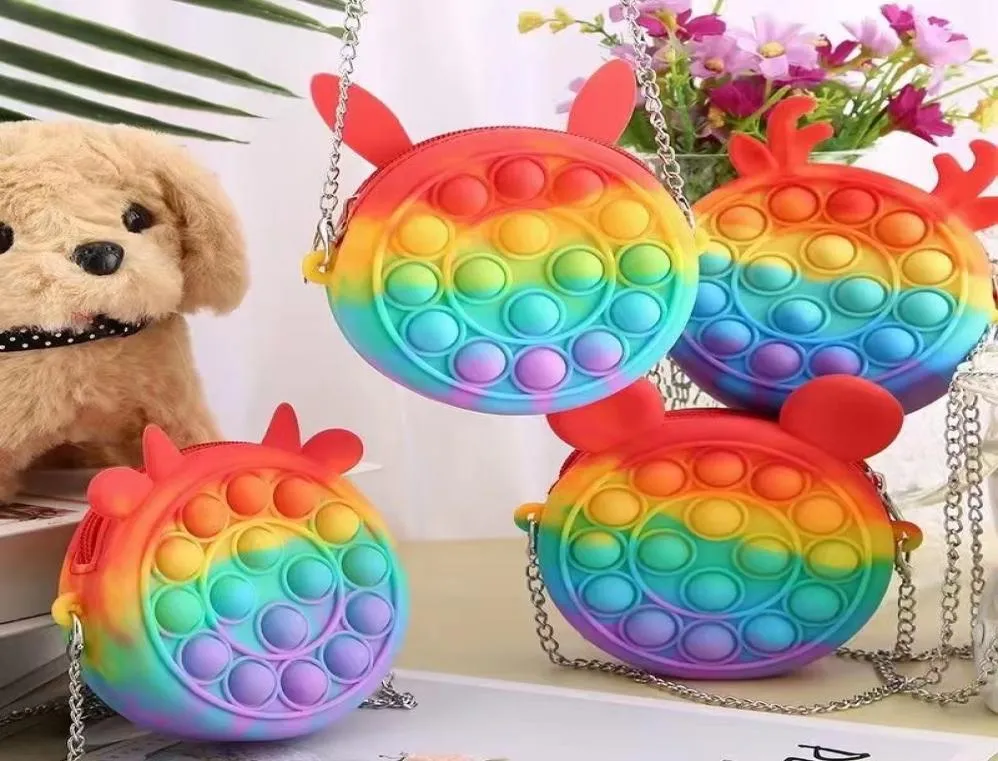 Toys Coins Purse Colorful Push Bubble Sensory Squishy Stress Reliever Autism behöver anti-stress Rainbow Adult Toy Små väskor för barn CC80593296047