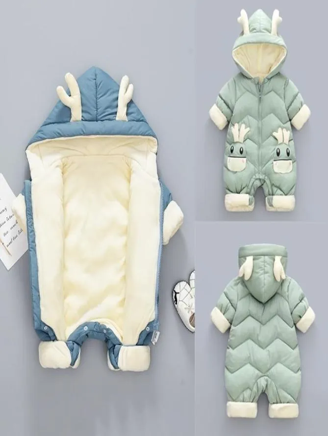 2020 Nya babykläder vinter snowsuit plus sammet tjock pojke jumpsuit 03 år nyfödda romper baby flickor overalls småbarnrock 30 l1877382