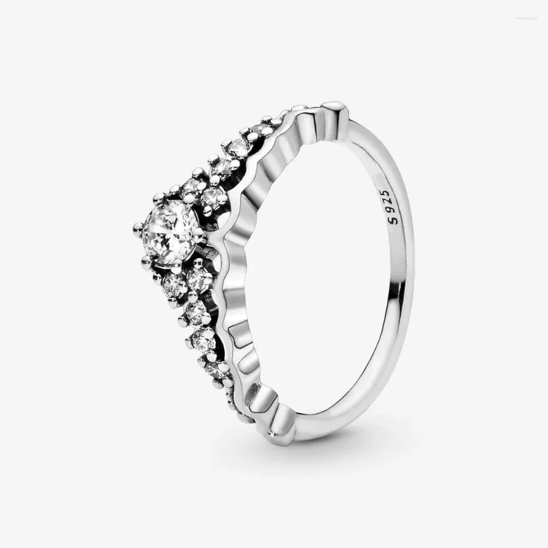 Clusterringe 925 Sterling Silber für Frauen Märchen Tiara Wishbone Hochzeitsfeier Ring Mode Schmuck Geschenk Bijoux Anillos