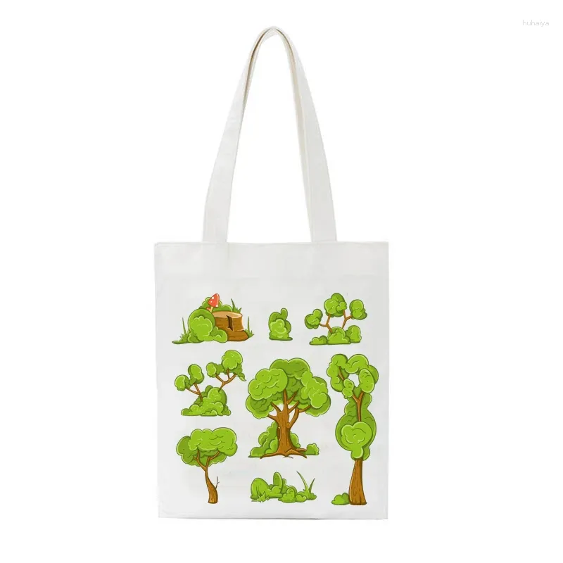 Sznurka leśna torba na zakupy dla kobiet płócienne torby drukujące Eco Cartoon Shopper ramię