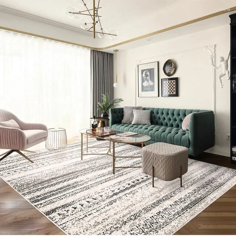 Tapijten Noordse stijl Tapijt Moderne eenvoudige woonkamer theetafel vloer Mat grijs witte lijn kalkoen slaapkamer tapijt Marokko gebied