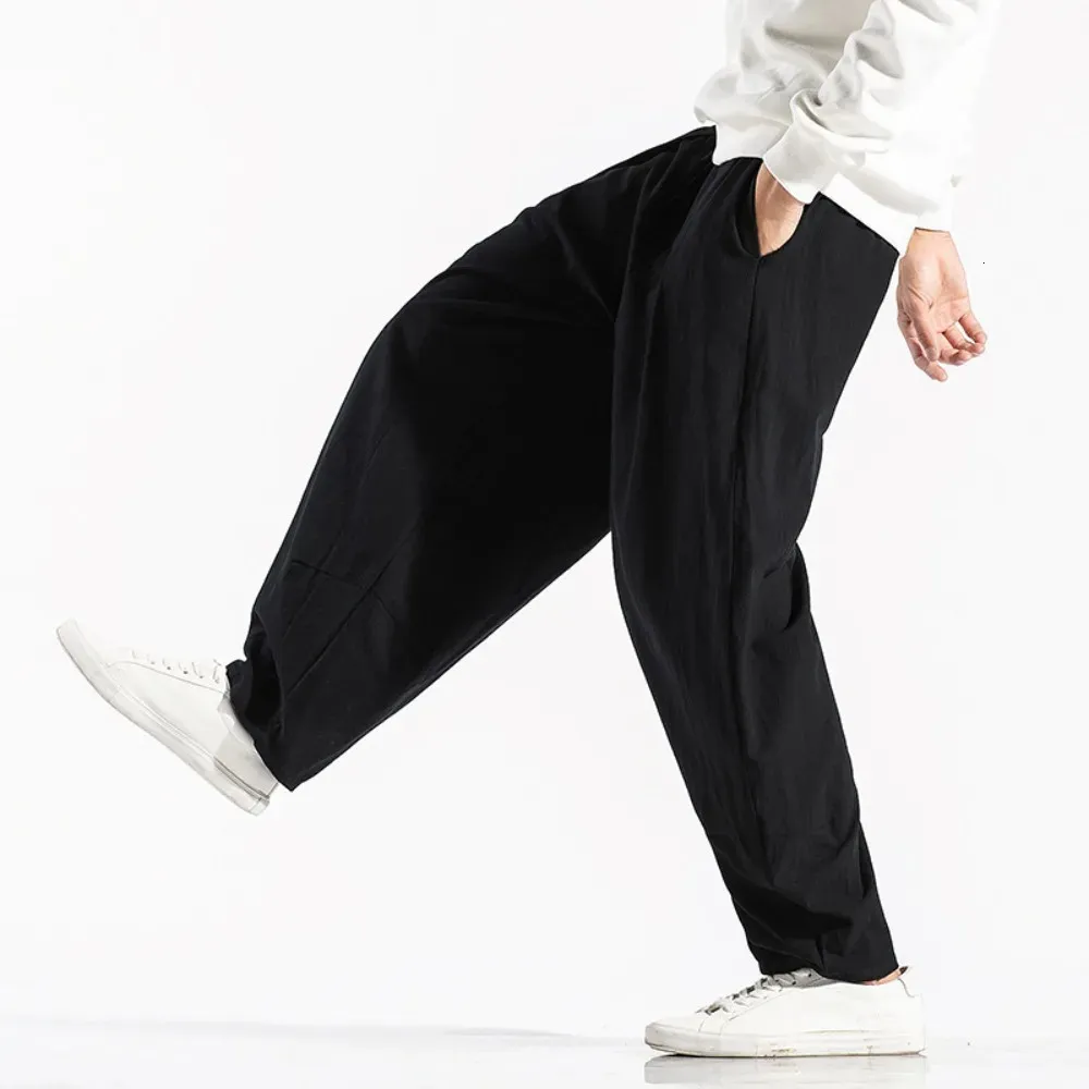 Linnen broek voor heren in Zwart