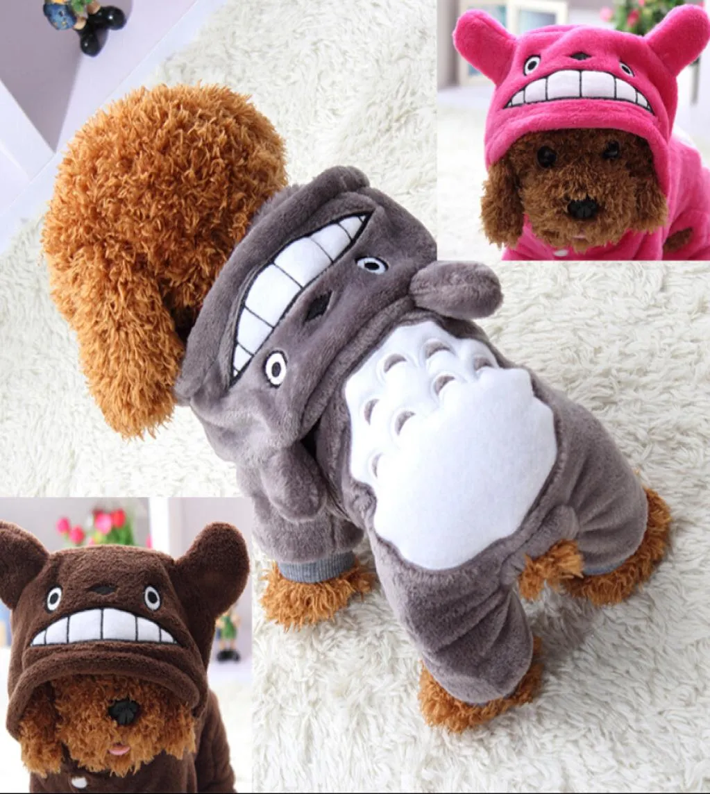 Mjuka varma hundkläder päls Pet Costume Fleece Clothing for Dogs Puppy Cartoon Winter Hooded Jacket Autumn Apparel XSXXL6254222