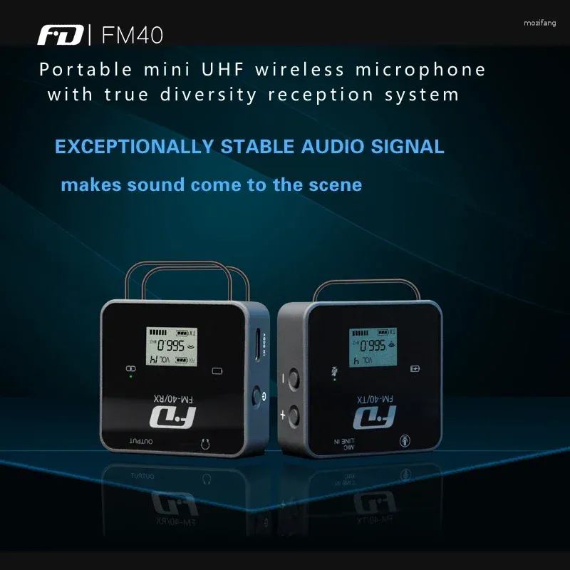 Microfoons FEidu FM40 Portable Mini UHF Wireless Professional Microfoon met echte diversiteitsreceptiesysteem Lavalier Mic voor camera DSLR