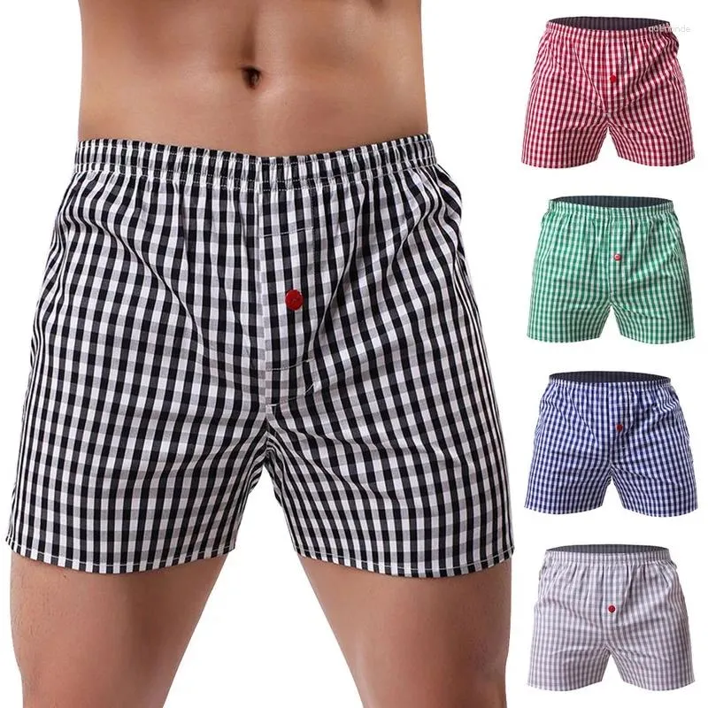 Underbyxor Bulkpris Bomull Lossa Short Boxers Mens Plaid Underwear Homewear Men Plus Size Shorts Bekväm multikolor