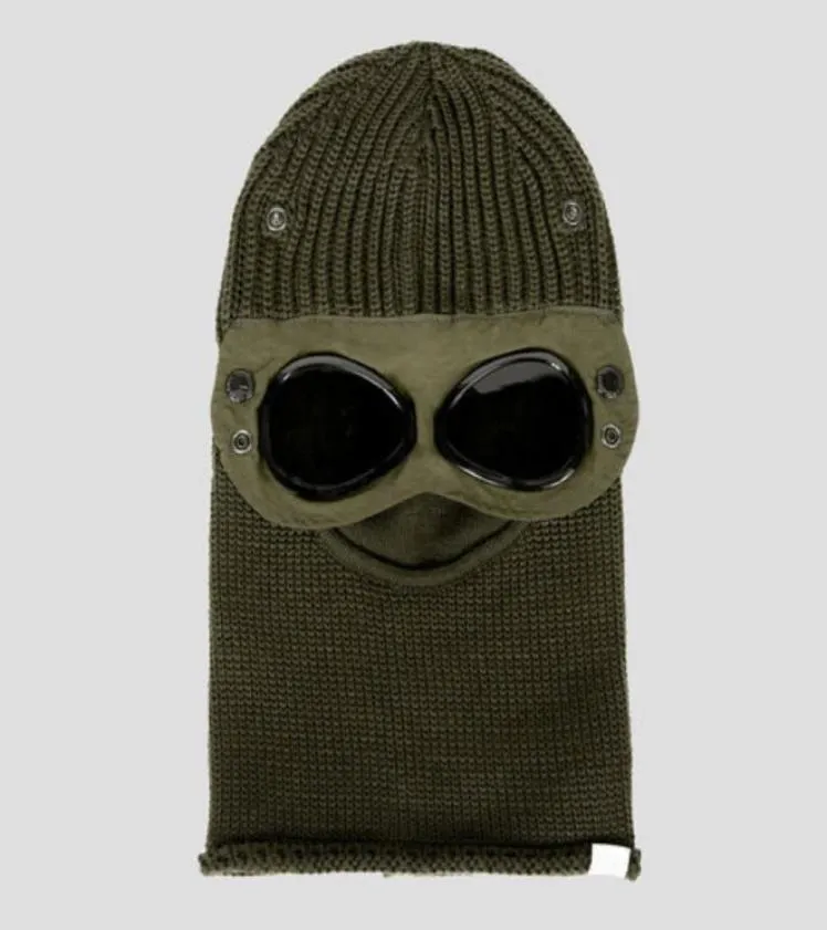 Goggle Balaclava Extra Fine Merino Wool Beanie Geknit hoed Men Cap Outdoor Wind Break Hood behoudt hitte schedel doppen zwart leger green4888317