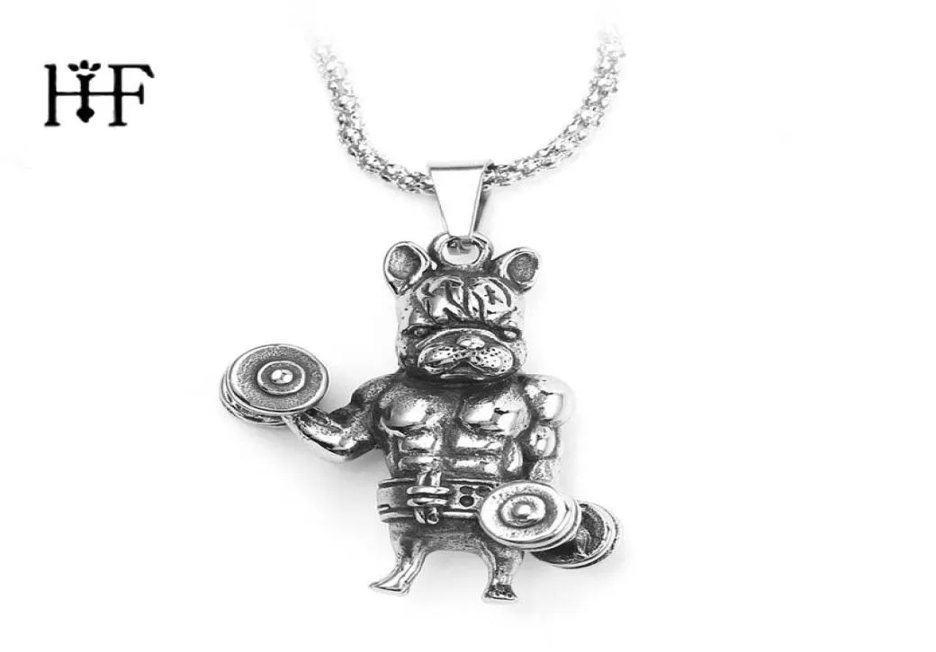 Punk Fitness Muscle Dog Pingente Chain Link for Animal Lover Gifts Momen Homens Jóias Hip Hop Gothic Colar7687709