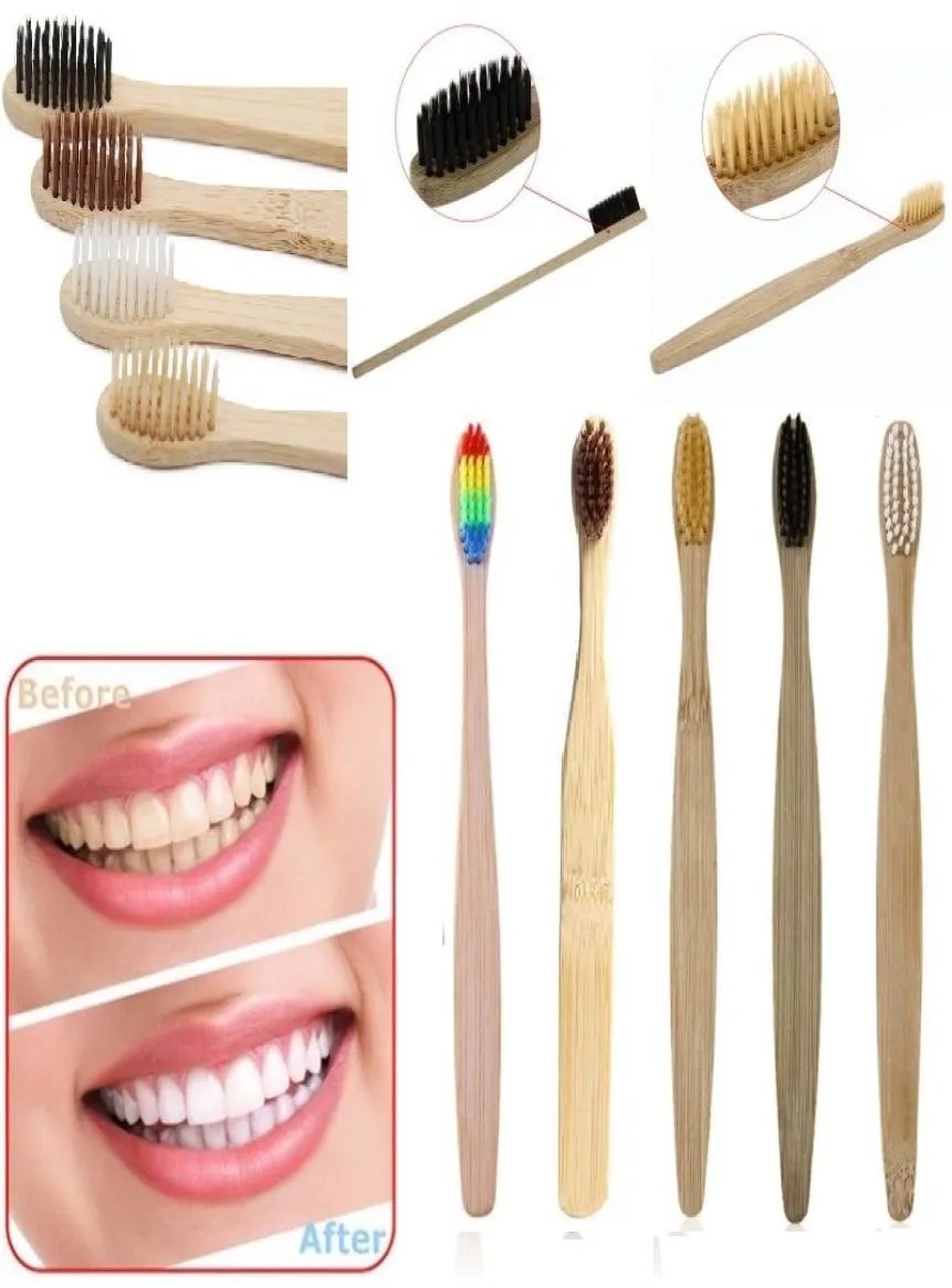 Godkvalitet Trä regnbåge tandborste bambu miljön tandborste bambu fiber trähandtag tandborste blekande regnbåge 5 4109986