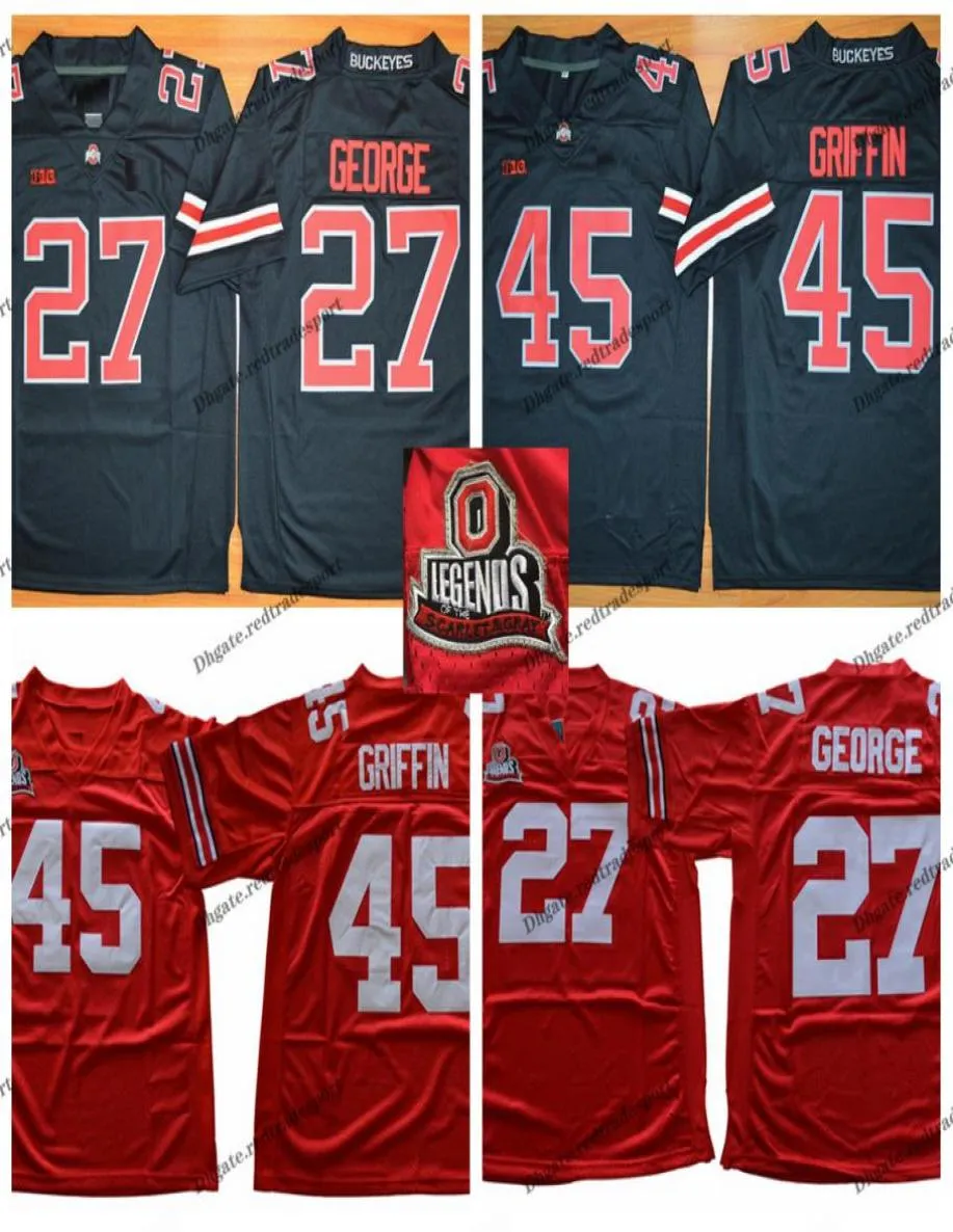 Vintage Ohio State Buckeyes College Football Jerseys Mens 27 Eddie George 45 Archie Griffin zszyty koszulki o Legends of Scar2511703