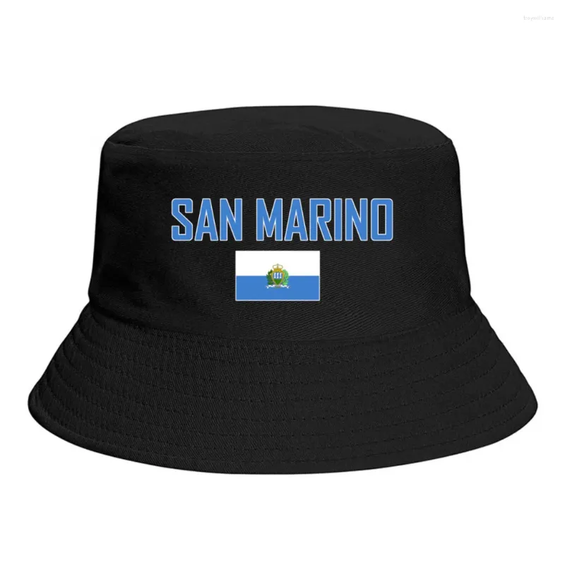 Berets San Marino Flagge Bucket Hüte drucken cool