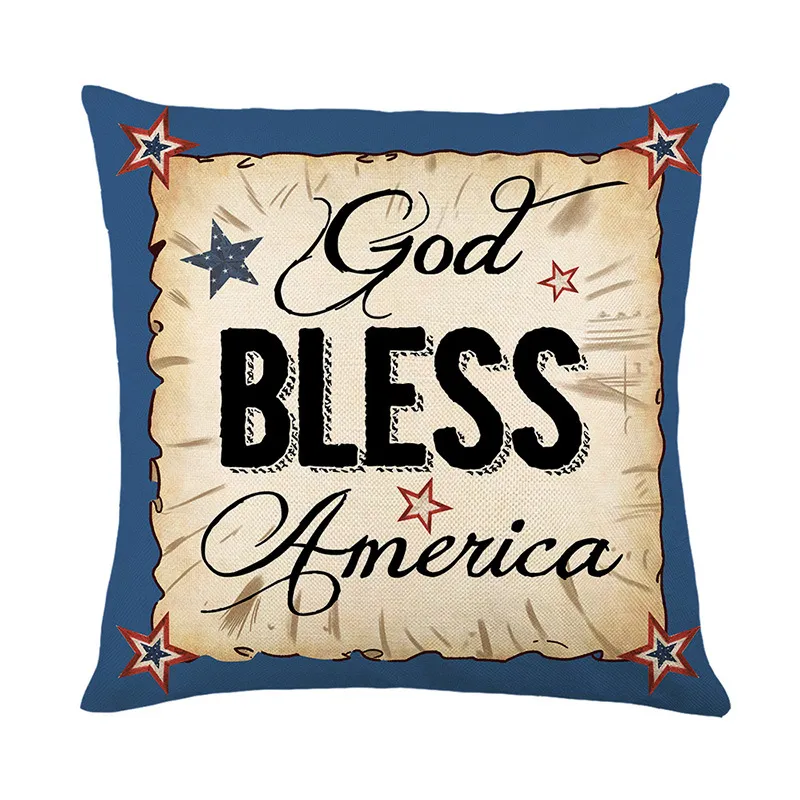 Independence Day American Flag Pillow Covers 4th of July Patriotic Star Stripes Throw Pillow Case Truck Bless America Decorative Pillow Case Cushion Cover for Home