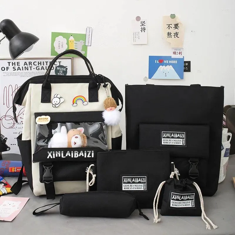 Rucksack Canvas Kawaii Girls School Tasche süß für Frauen Teenager Student Rucksäcke wasserdichte große Kapazität Reisetaschen