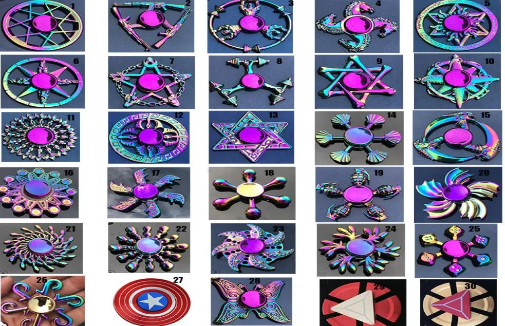 Toy Rainbow Metal Spinner Star Flower Skull Dragon Wing Hand Spinner för autism ADHD Kids Vuxna Antistrar Toy4153964