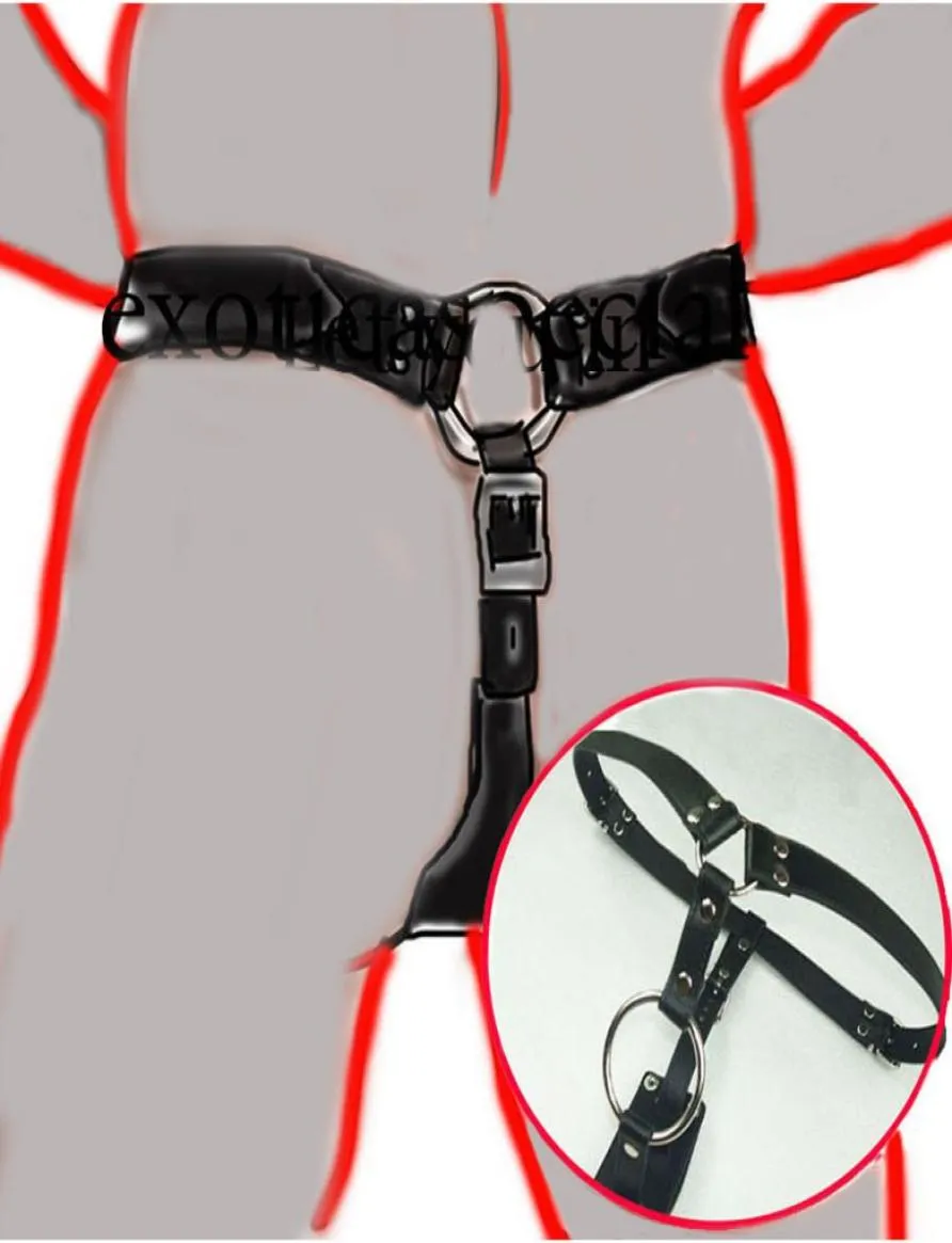 Caso de plugue de bunda macho de couro, dispositivo de orgasmo BDSM, escravidão anal de cinta, Strapon Sexy Underwear1261517