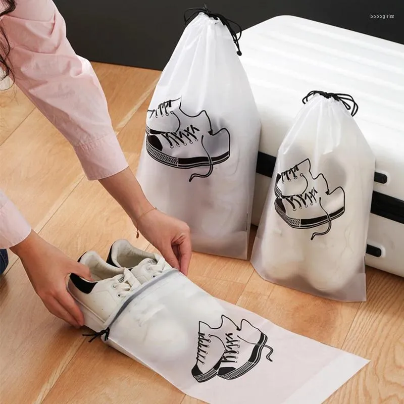 Storage Bags Travel Shoes Drawstring Pouch Reusable Portable Transparent Frosted Waterproof Pocket Clothing Underwear Organizer