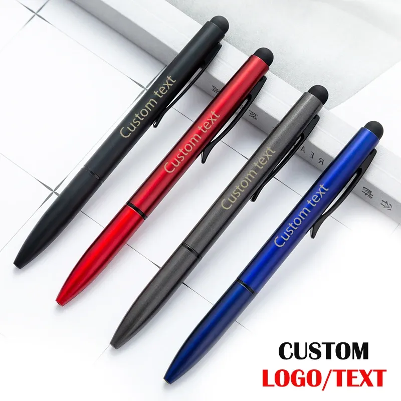 Canetas 100pcs Multifuncional Metal Touch caneta personalizada caneta de caneta de caneta por atacado de suprimentos escolares de letras gravadas Nome