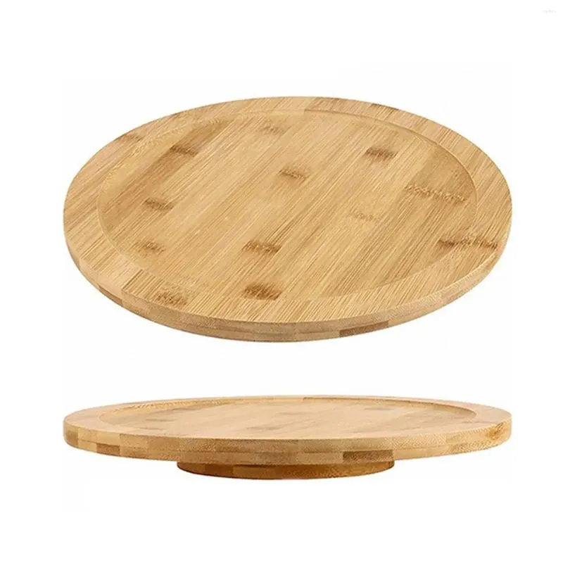 Bakeware Tools Rotating Wooden Tray Board Swivel Plate Pizza Serving For Home Pantry Dining Table Cabinet Kitchen