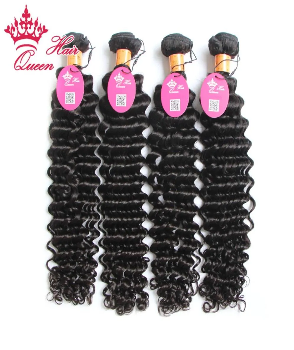 Cabelo queen Store Oficial Indiano Deep Wavecurly 1B Cor natural Virgem Human Human Weaves Hair Extensions Lot 4pcs Lot pode ser tingido 9581707