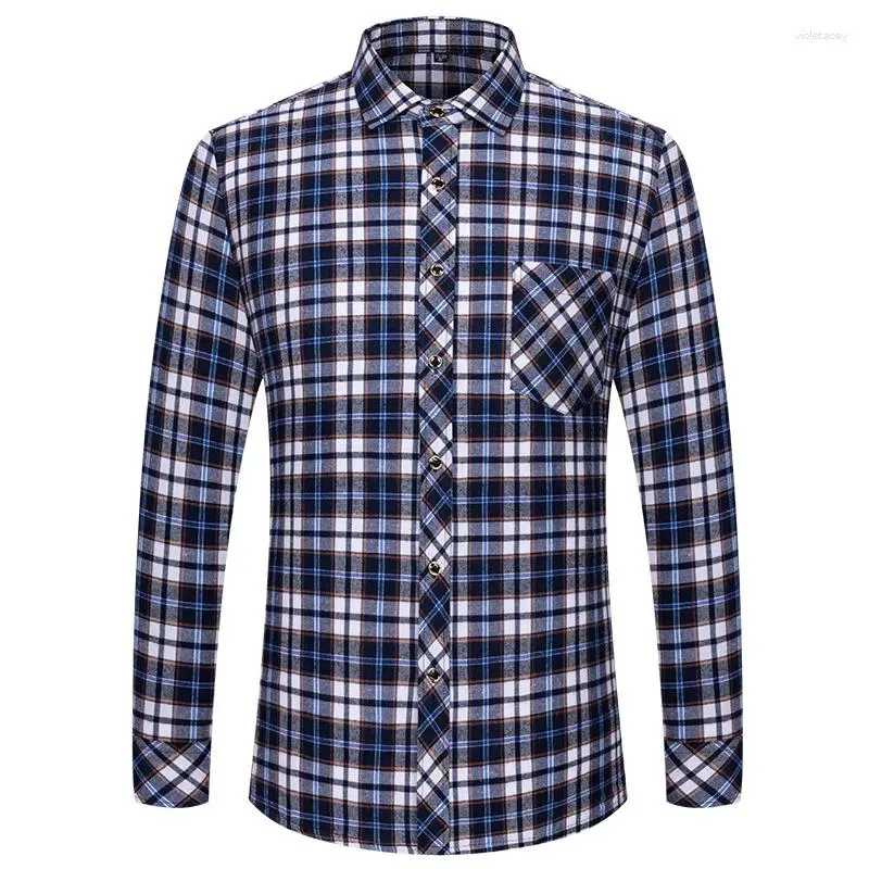 Chemises décontractées pour hommes Grands chemises à plaid brossé 6xl Flanelle 6xl Resiers sans fer.