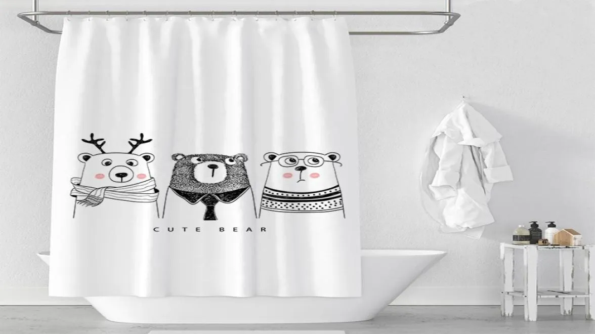 Cartoon Bären Duschvorhänge Nordisch wasserdichte Badezimmer Duschvorhang 100 Polyester Digitaldruck Badezimmervorhänge für Zuhause Dec4233091