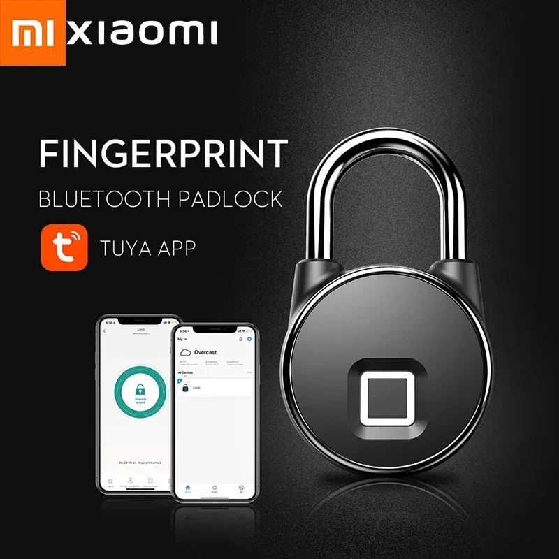 Trimmers Xiaomi Fingerprint Lock Bluetooth Padlock IP65 Waterproof Keyless USB Rechargeable House Luggage Security Door Locks Smart Home