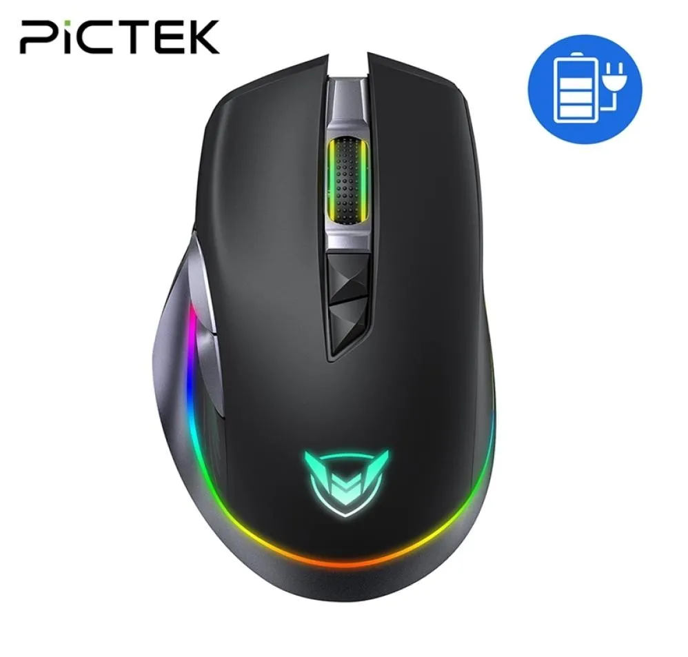 Pictek PC255 Gaming Mouse Wireless 10000 DPI RGB Перезаряжаемая эргономическая компьютерная мыша