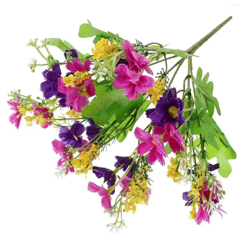 Flores decorativas Bacto de buquê artificial de flores da cinera para decoração de festa em casa / escritório (roxo)