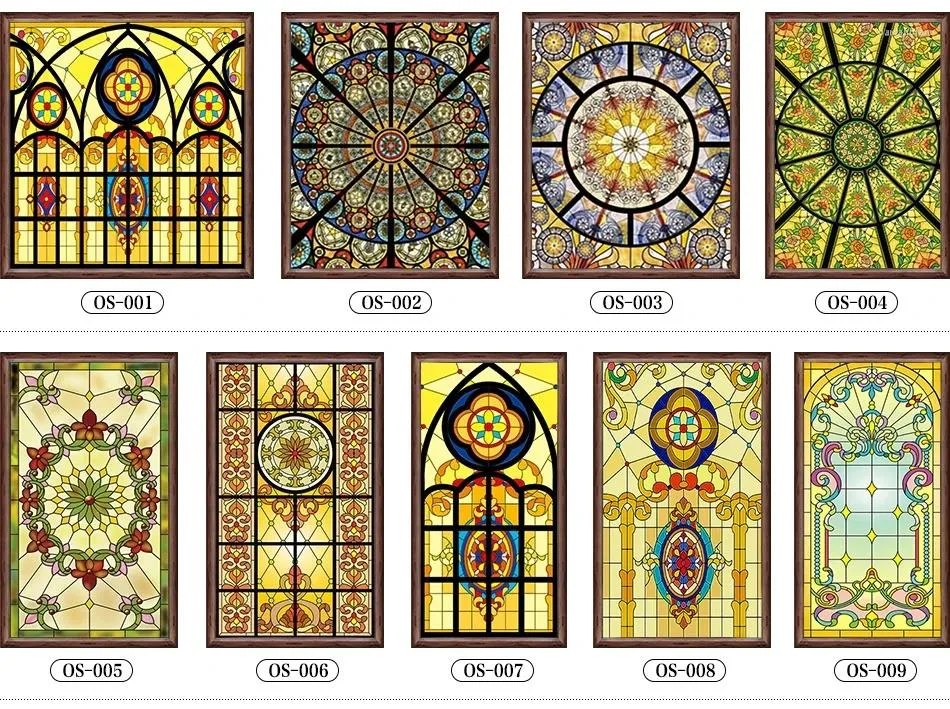 Window Stickers Custom Size Static Cling Frosted Stained Glass Film Church Foil Door PVC Self-adhesive 60x100cm